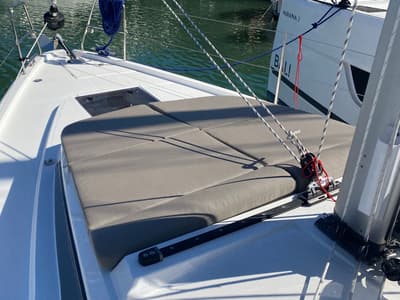 Deck of Luna 3, a Bavaria C38 sailboat at Fethiye, Turkey