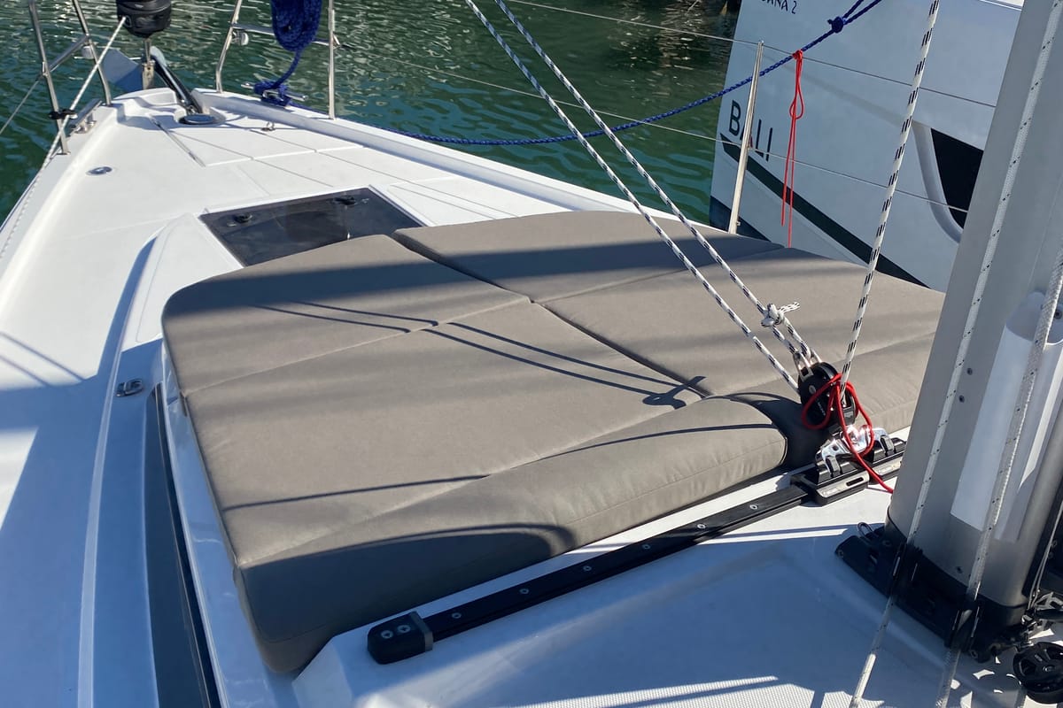 Deck of Luna 3, a Bavaria C38 sailboat at Fethiye, Turkey