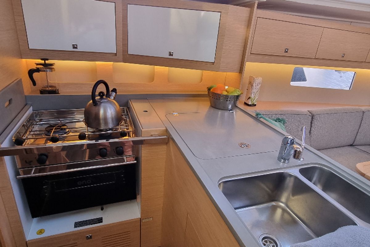 Galley of Epicure, a Dufour 37 sailboat at Vallauris, France