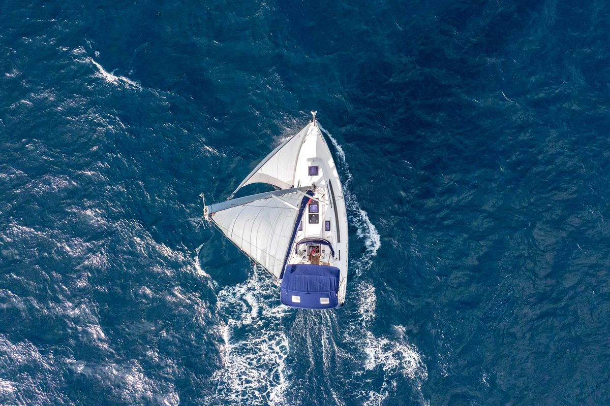 Exterior view of Jitterbug, a Bavaria 37 sailboat at Road Town, British Virgin Islands