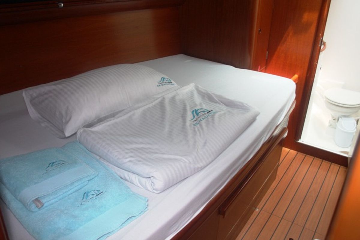 Cabin on Viktoria II, a Beneteau 50 sailboat at Marmaris, Turkey