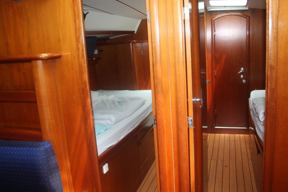 Salon of Viktoria II, a Beneteau 50 sailboat at Marmaris, Turkey