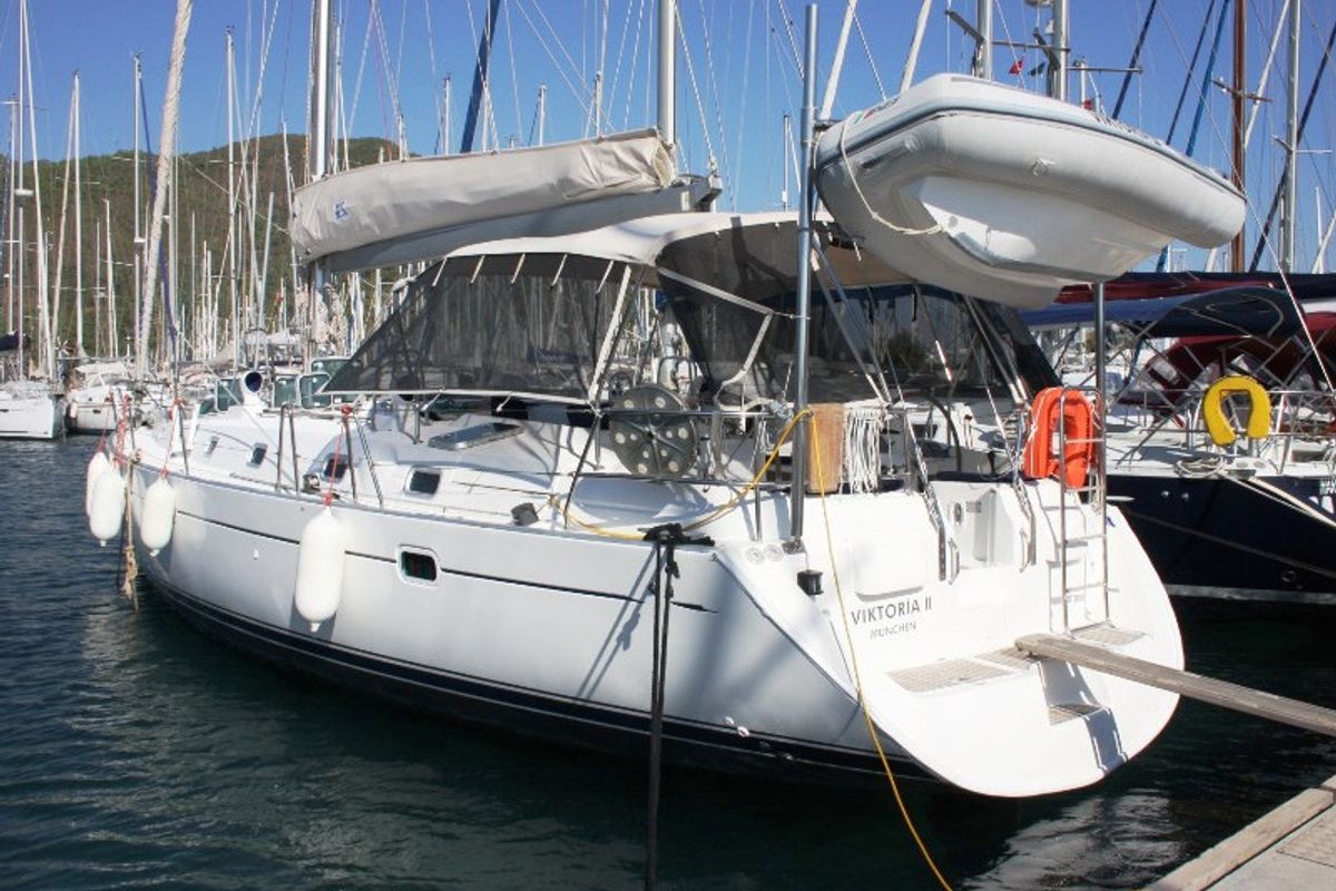 Exterior view of Viktoria II, a Beneteau 50 sailboat at Marmaris, Turkey
