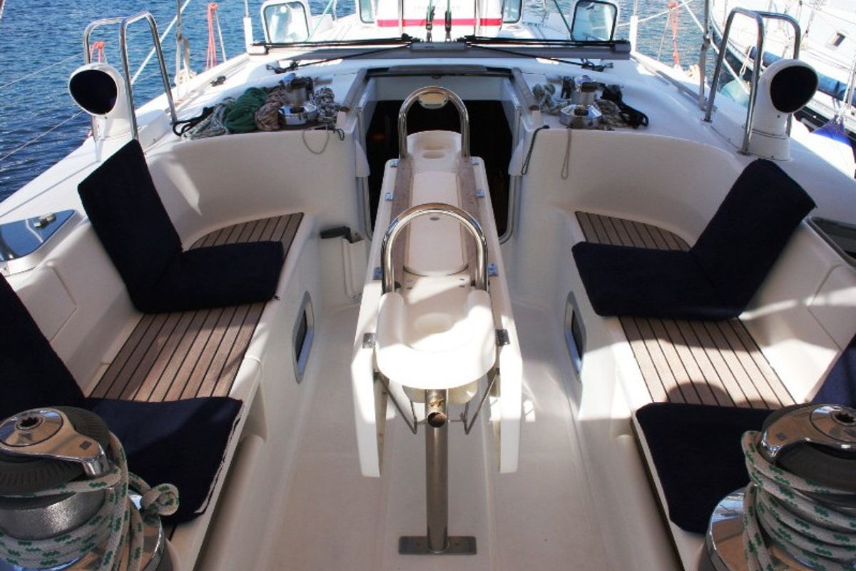 Cockpit of Viktoria II, a Beneteau 50 sailboat at Marmaris, Turkey