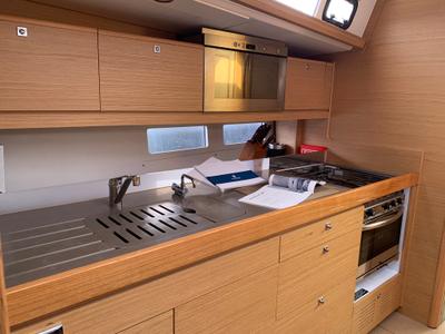 Galley of Abraxan, a Dufour 460 GL sailboat at Olbia, Italy