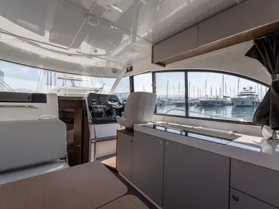 Salon of DESIRE, a Beneteau Antares 11 Fly OB motorboat at Split, Croatia