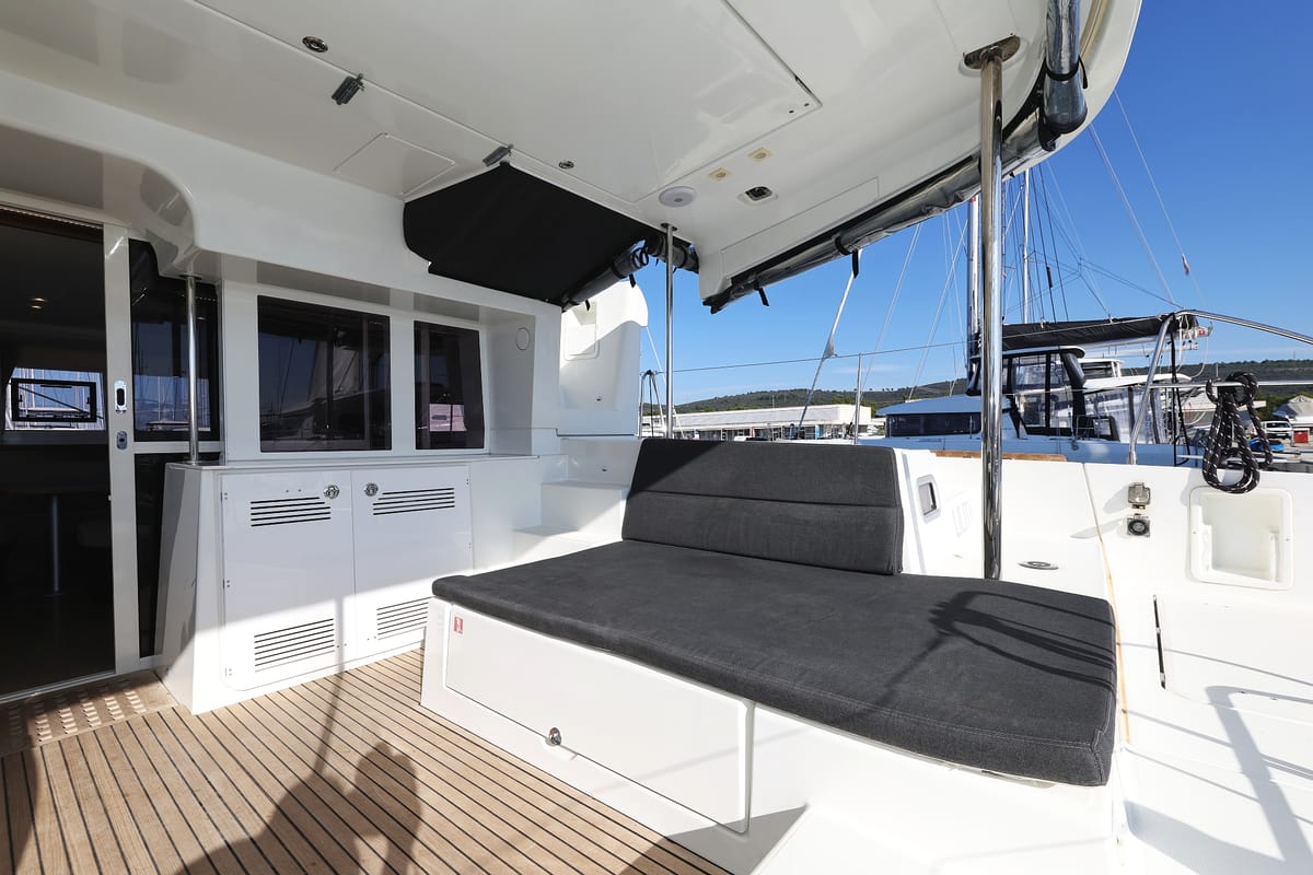 Deck of Lilith, a Lagoon 450 F catamaran at Općina Sukošan, Croatia