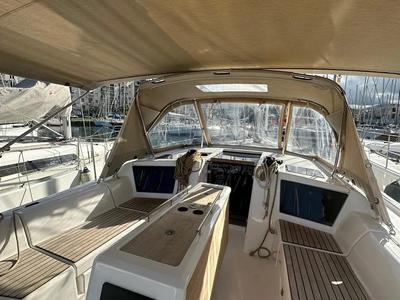 Deck of Special One, a Dufour 390 sailboat at Cagliari, Italy