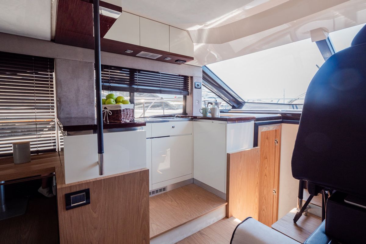 Galley of Stardust, a Sessa Marine Sessa Fly 47 yacht at Općina Sukošan, Croatia