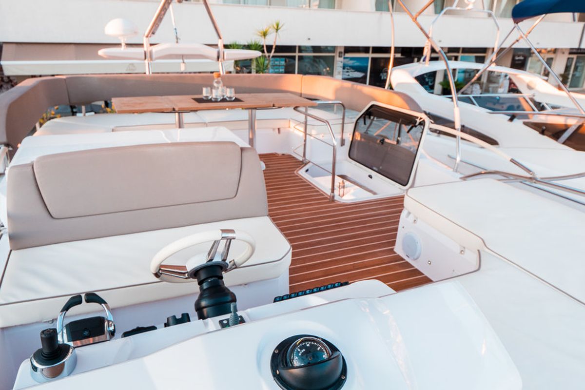 Cockpit of Stardust, a Sessa Marine Sessa Fly 47 yacht at Općina Sukošan, Croatia