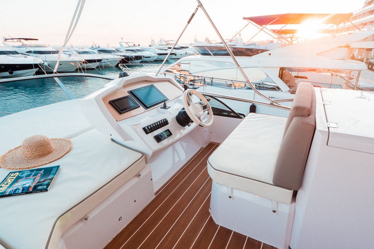 Cockpit of Stardust, a Sessa Marine Sessa Fly 47 yacht at Općina Sukošan, Croatia
