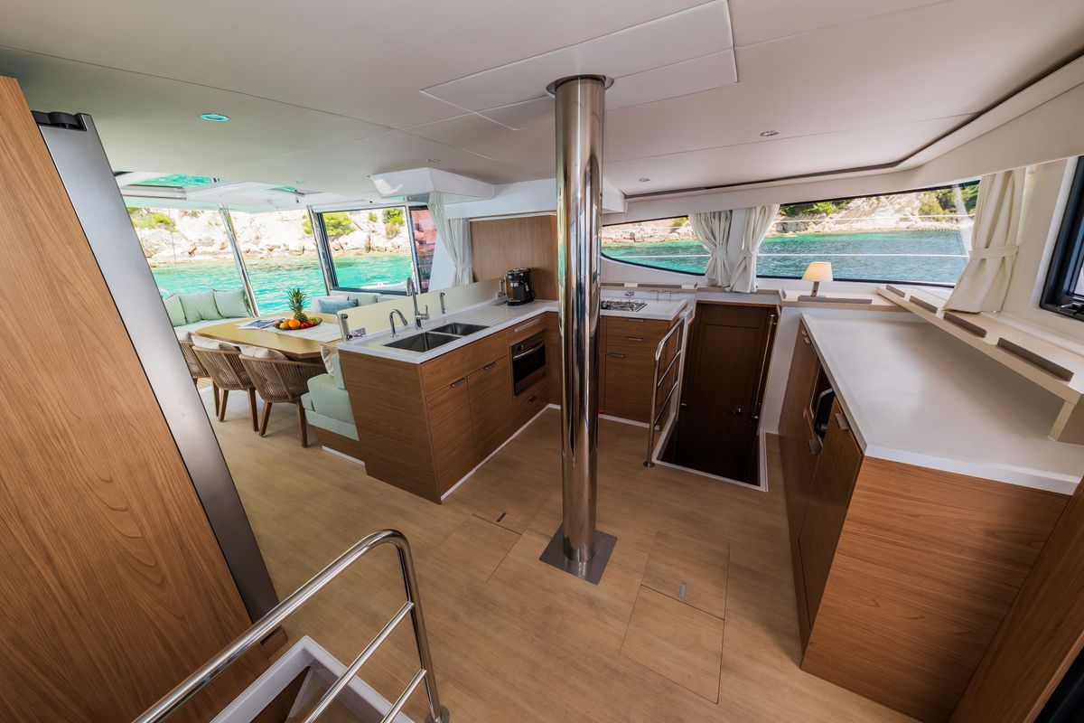 Galley of C'est la vie, a Bali 4.6 catamaran at Grad Kaštela, Croatia