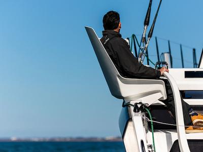 Cockpit of Avel Vaez, a Marsaudon Composites ORC 57 catamaran at Lavreotiki Municipal Unit, Greece