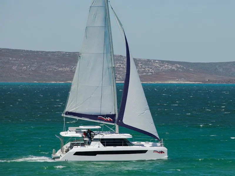Exterior view of Moorings 4200/3 Club, a Leopard 42 catamaran at Rodney Bay, Saint Lucia