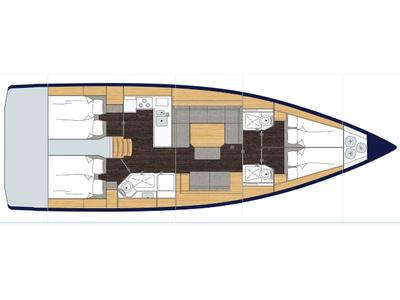 Floor plan of Lush Life, a Bavaria C45 sailboat at Punat, Croatia