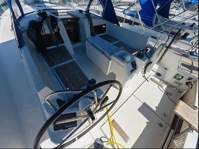 Cockpit of AF-SO440N, a Jeanneau Sun Odyssey 440 sailboat at Athens, Greece