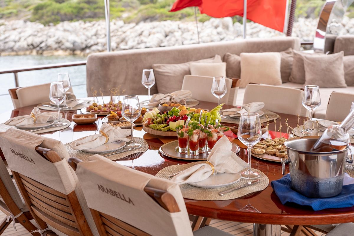 Deck of Arabella, a Custom Made Arabella yacht at Bodrum, Turkey