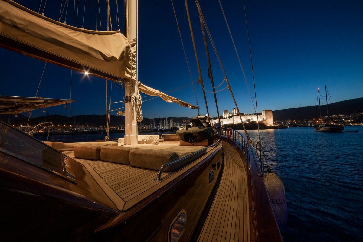 Deck of Arabella, a Custom Made Arabella yacht at Bodrum, Turkey