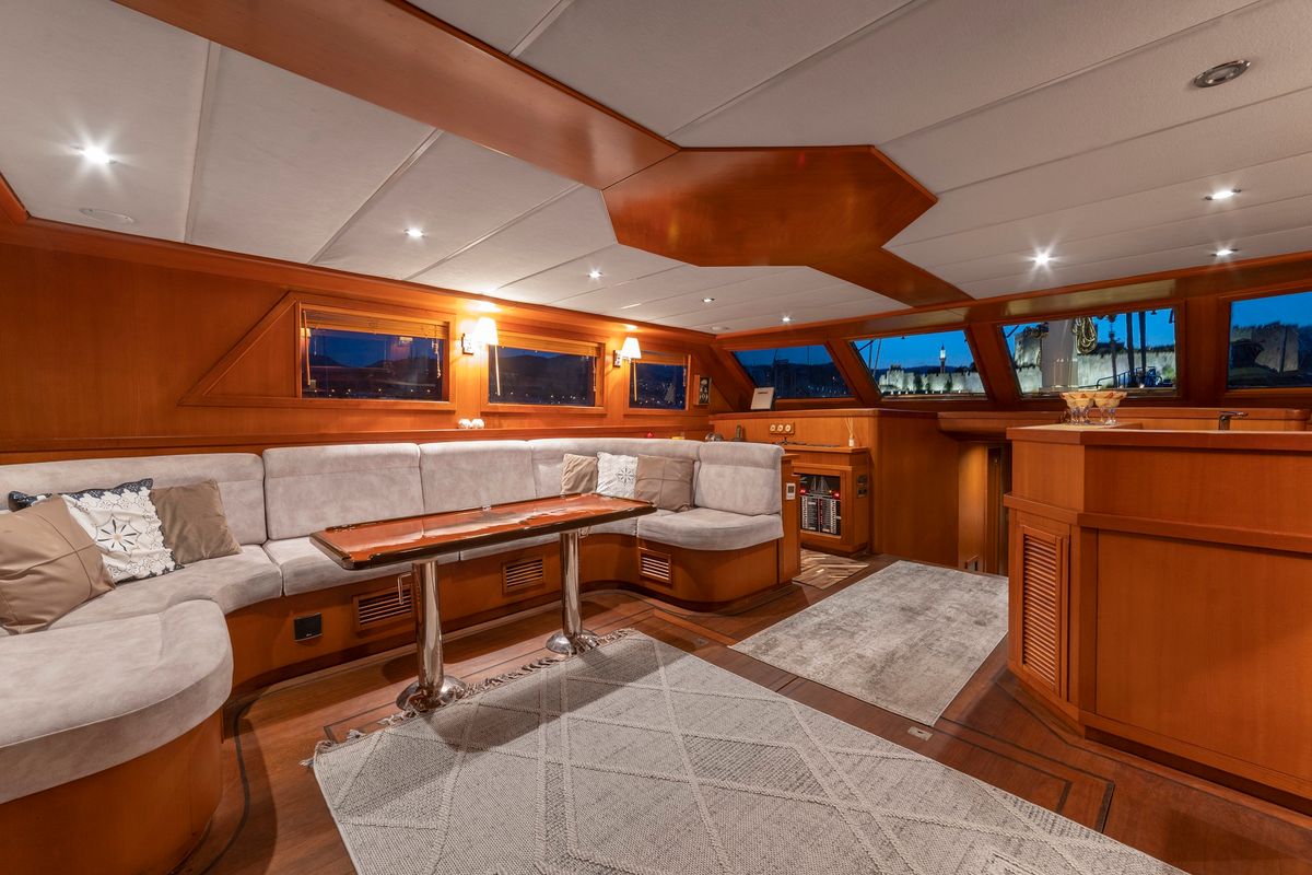 Salon of Arabella, a Custom Made Arabella yacht at Bodrum, Turkey