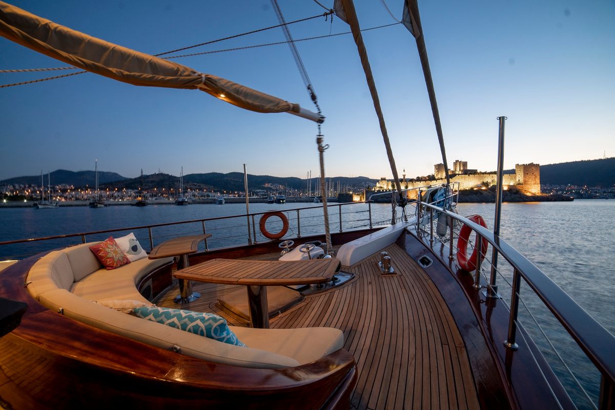 Deck of Arabella, a Custom Made Arabella yacht at Bodrum, Turkey