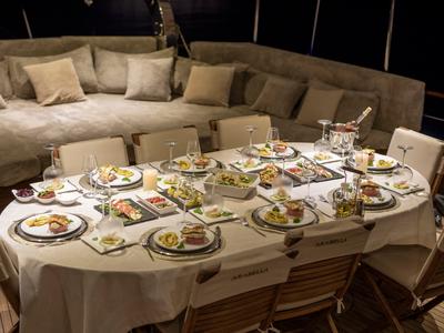 Deck of Arabella, a Custom Made Arabella yacht at Bodrum, Turkey