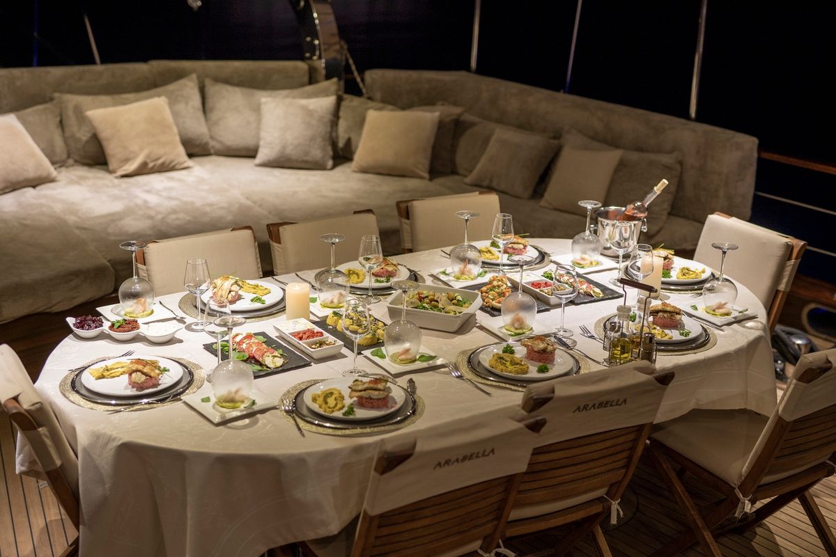 Deck of Arabella, a Custom Made Arabella yacht at Bodrum, Turkey