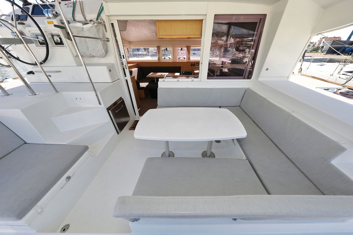 Deck of Maja V, a Lagoon 400 S2 catamaran at Općina Sveti Filip i Jakov, Croatia