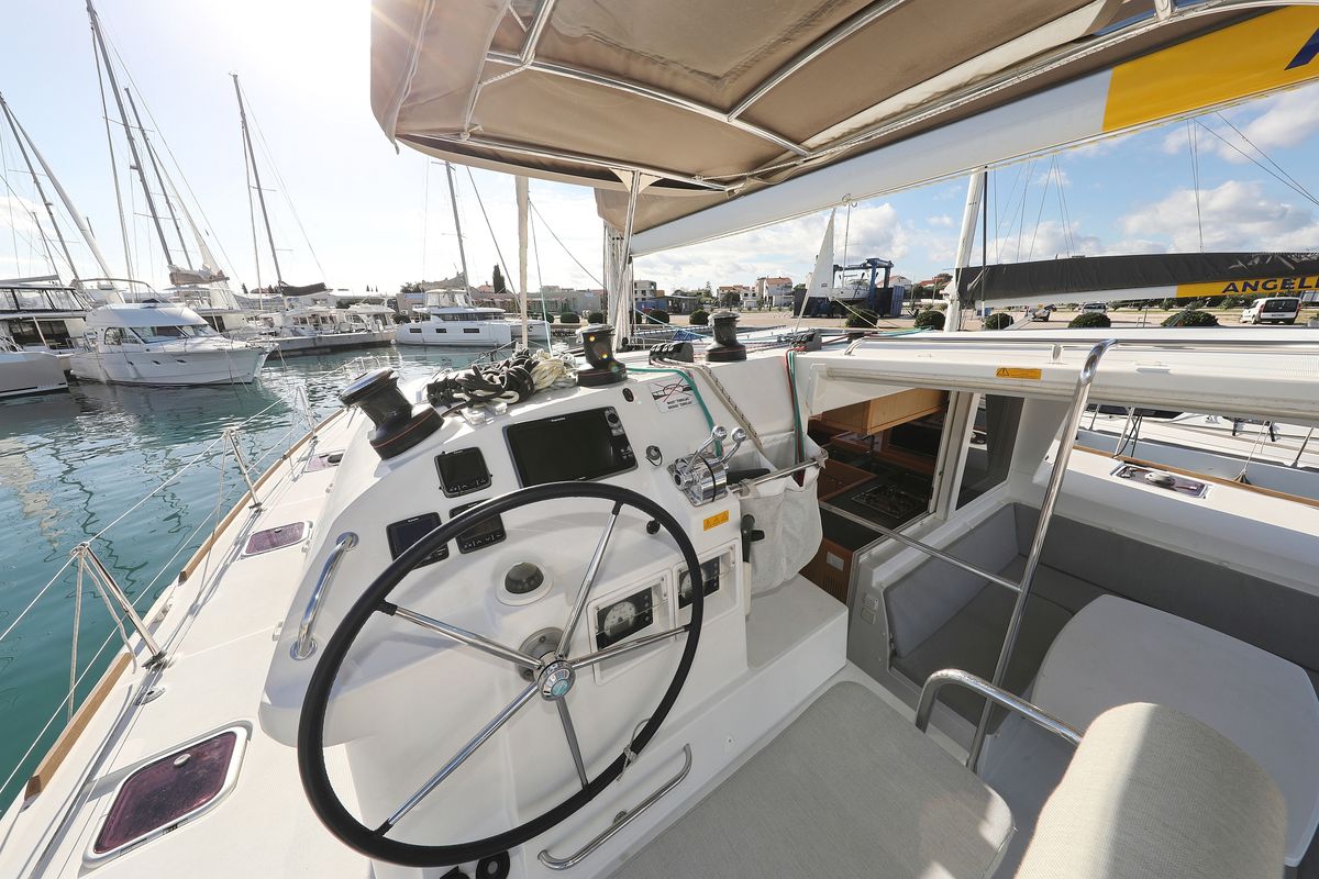 Cockpit of Maja V, a Lagoon 400 S2 catamaran at Općina Sveti Filip i Jakov, Croatia