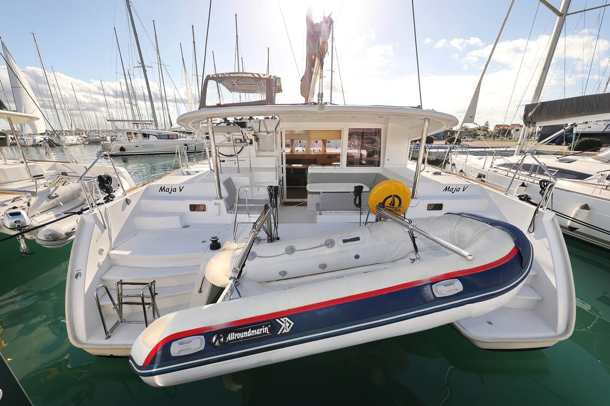 Exterior view of Maja V, a Lagoon 400 S2 catamaran at Općina Sveti Filip i Jakov, Croatia
