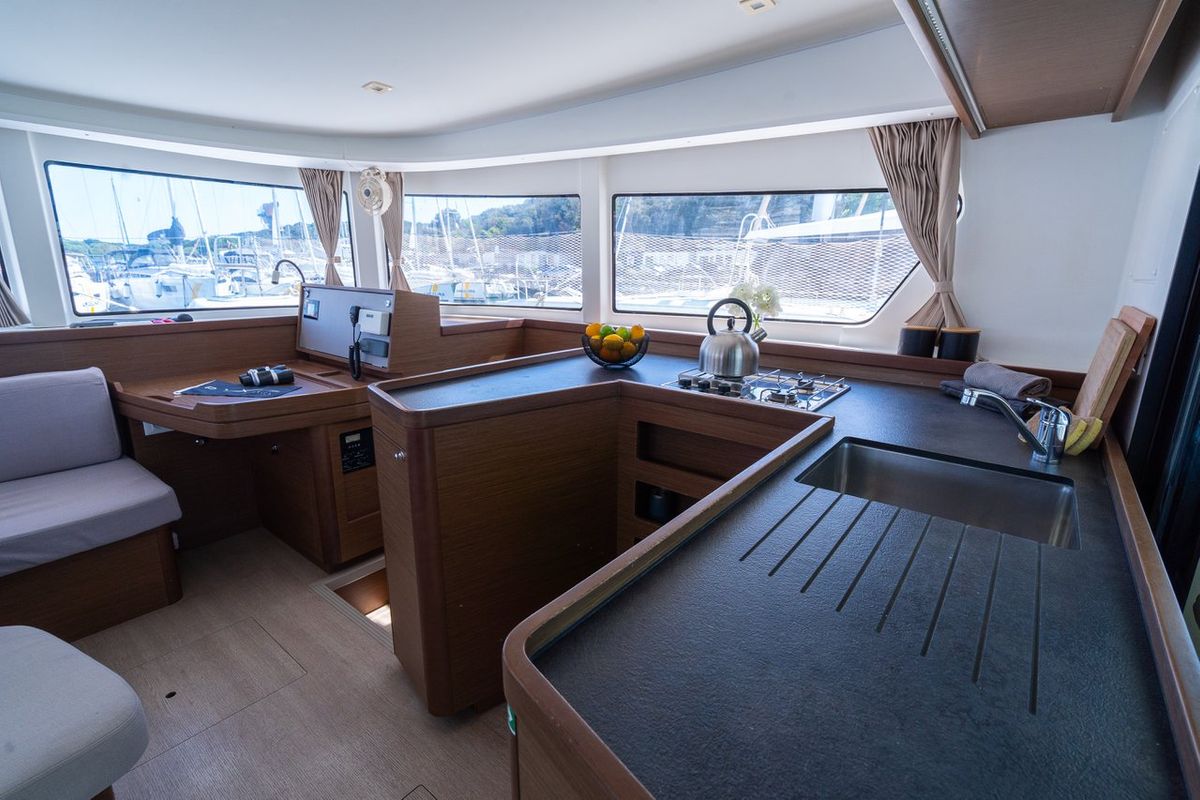 Galley of Fleur de Sel, a Lagoon 42 catamaran at Grad Pula, Croatia