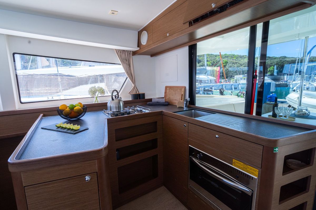 Galley of Fleur de Sel, a Lagoon 42 catamaran at Grad Pula, Croatia