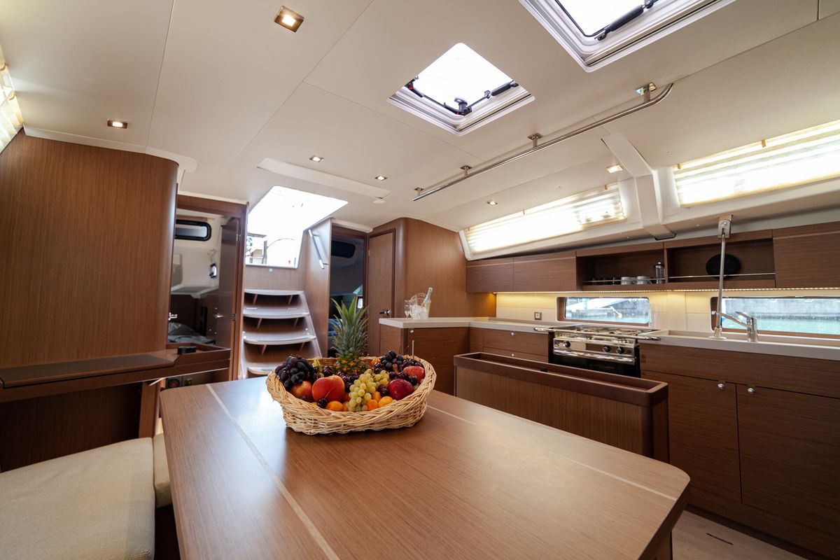 Galley of Sail Delta, a Beneteau Oceanis 46.1 sailboat at Marmaris, Turkey