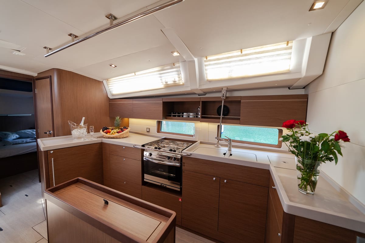 Galley of Sail Delta, a Beneteau Oceanis 46.1 sailboat at Marmaris, Turkey