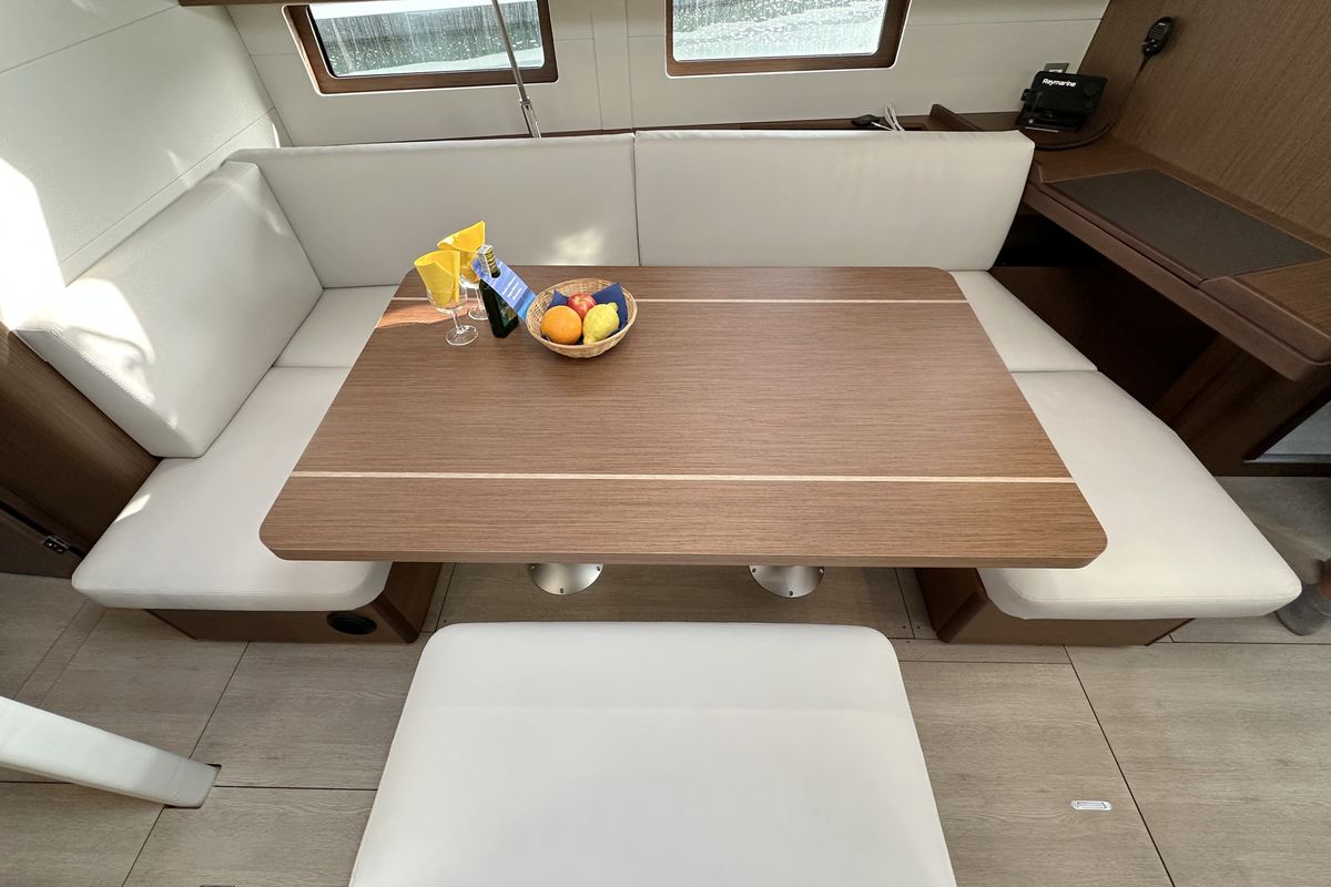 Salon of Sophia, a Beneteau Oceanis 46.1 sailboat at Palma de Mallorca, Spain