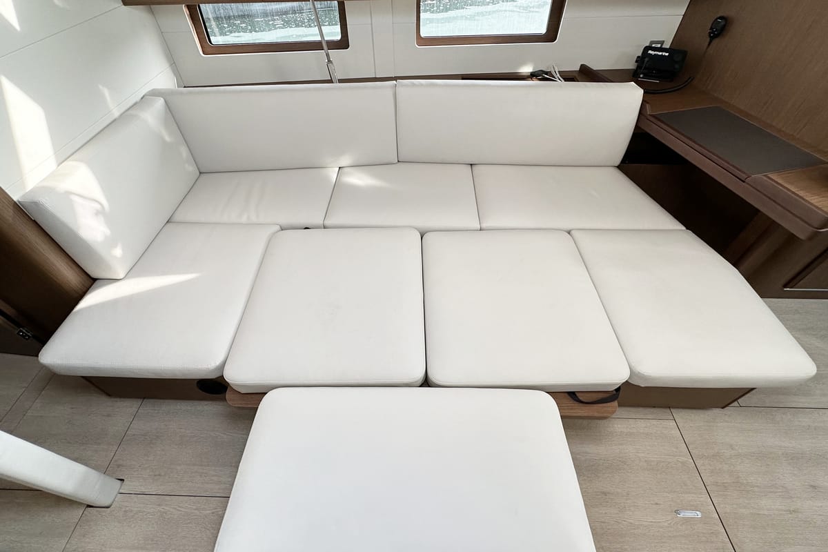 Salon of Sophia, a Beneteau Oceanis 46.1 sailboat at Palma de Mallorca, Spain