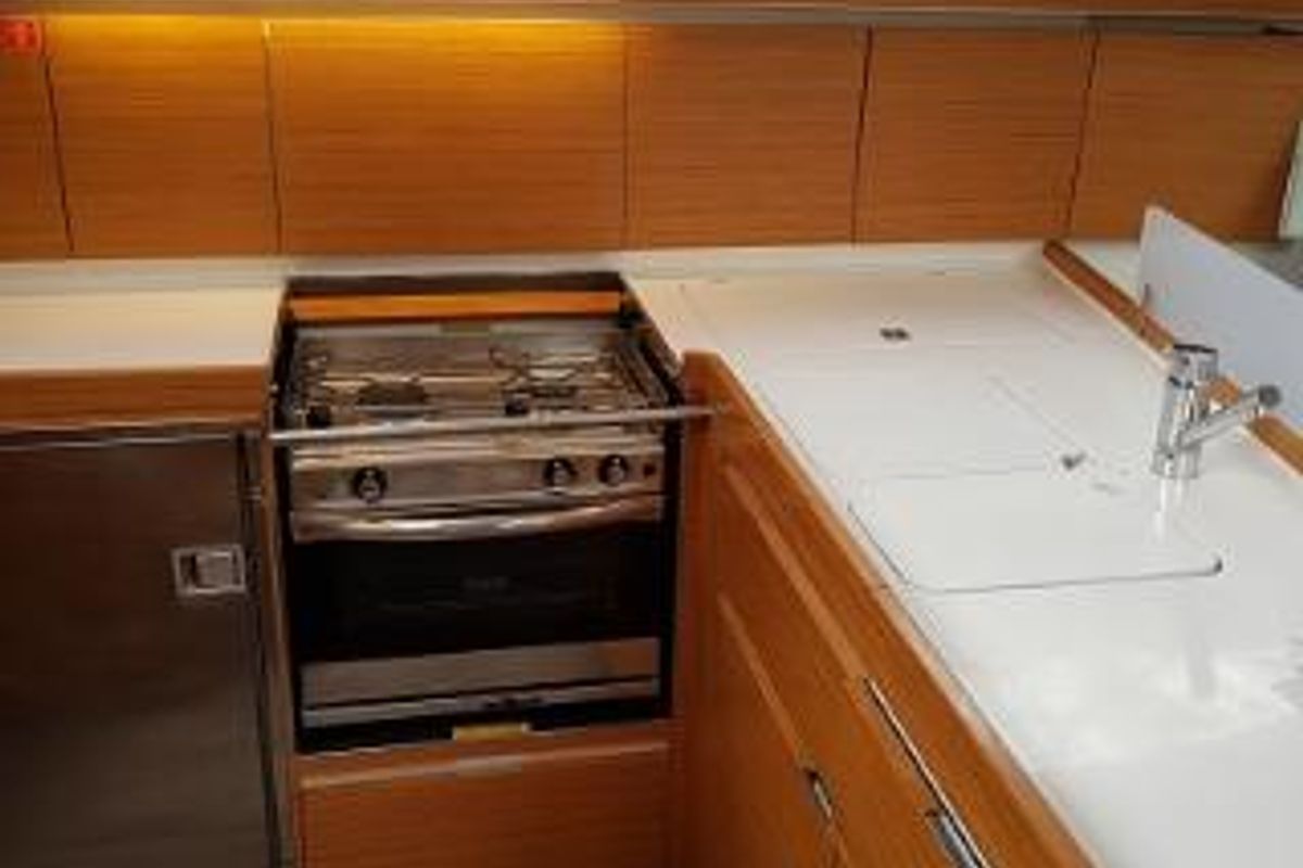 Galley of Lasta, a Elan Impression 45 sailboat at Grad Šibenik, Croatia