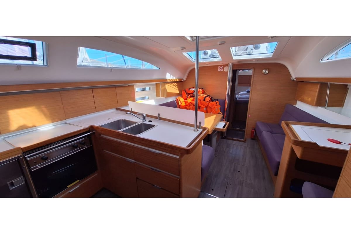 Galley of Lasta, a Elan Impression 45 sailboat at Grad Šibenik, Croatia