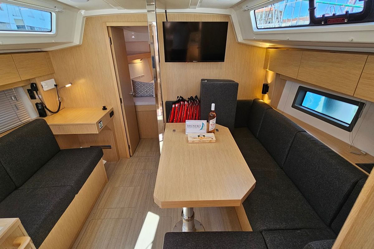 Salon of Euphoria, a Bavaria C38 sailboat at Zadar, Croatia