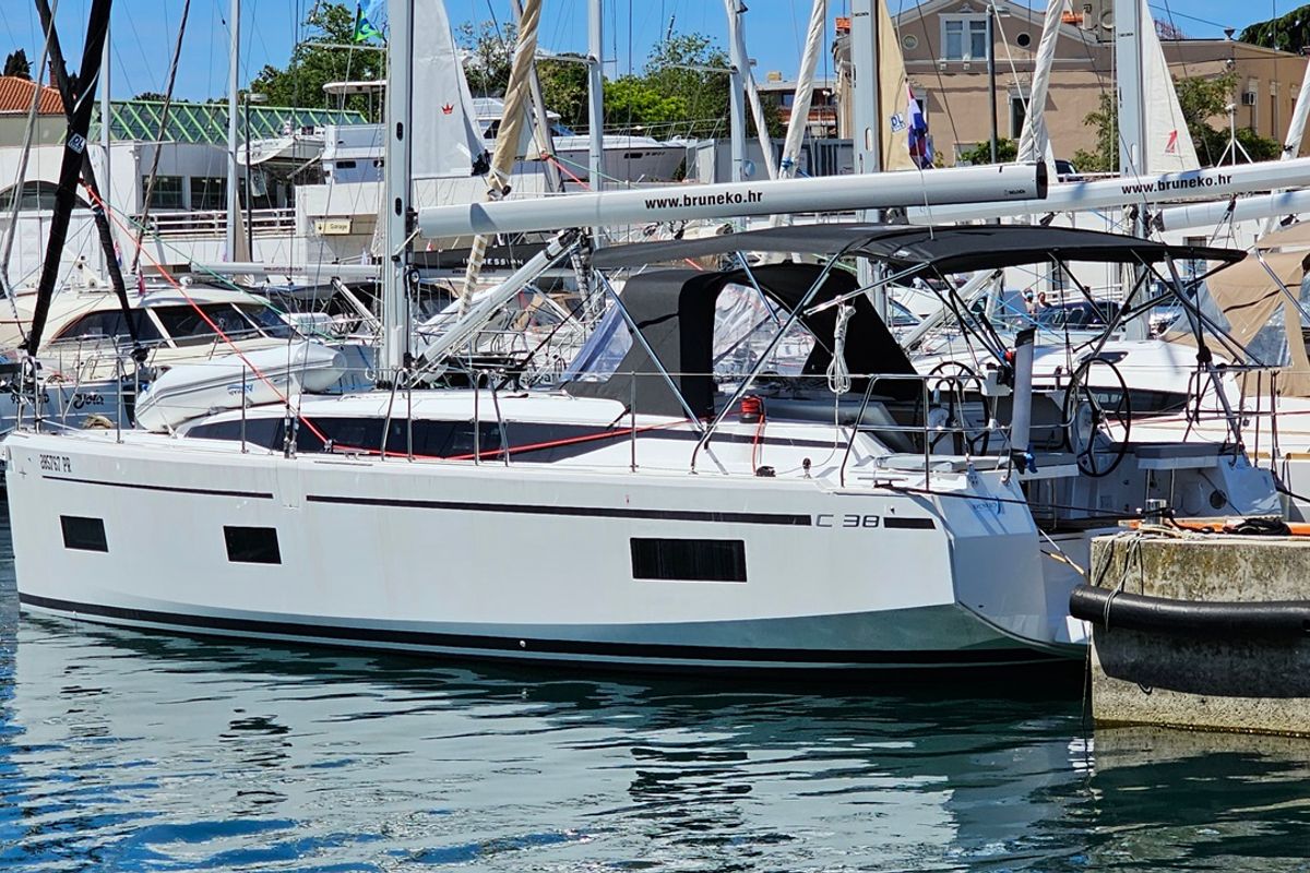 Exterior view of Euphoria, a Bavaria C38 sailboat at Zadar, Croatia