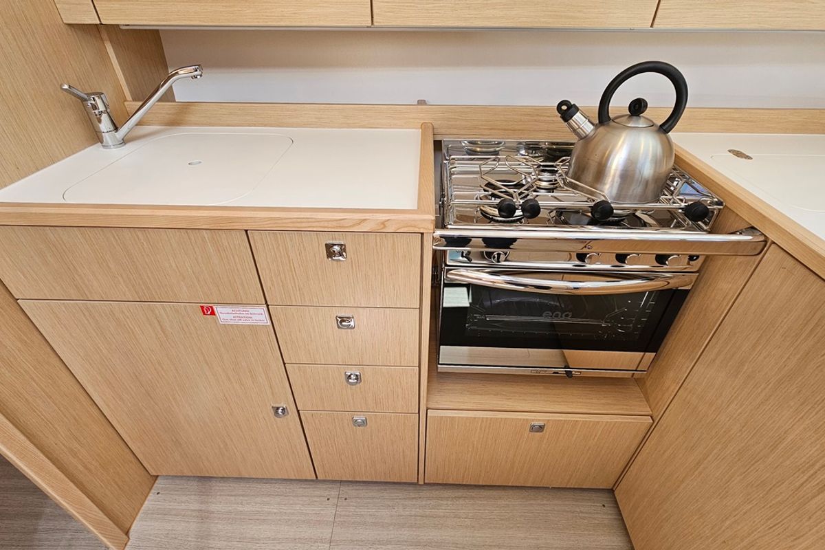 Galley of Euphoria, a Bavaria C38 sailboat at Zadar, Croatia