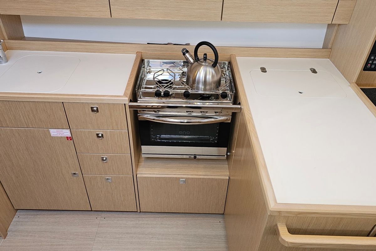 Galley of Euphoria, a Bavaria C38 sailboat at Zadar, Croatia