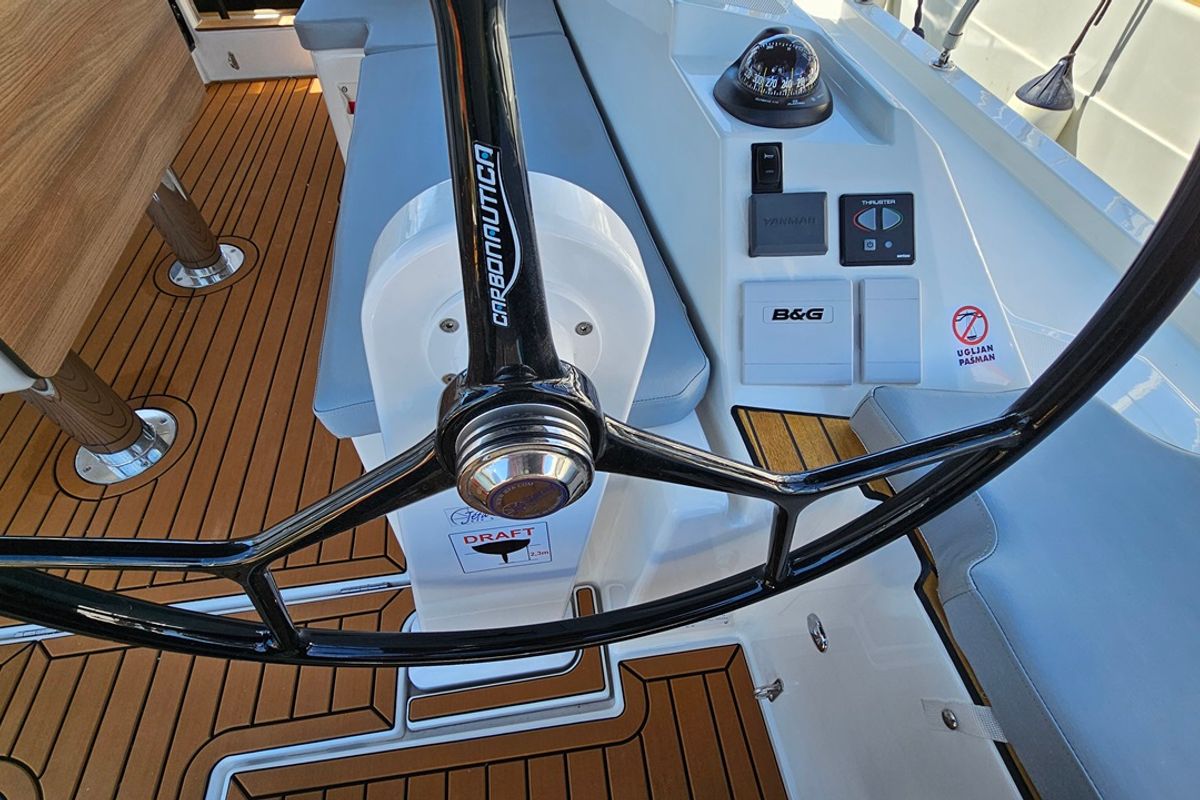 Cockpit of Euphoria, a Bavaria C38 sailboat at Zadar, Croatia