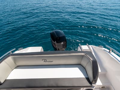 Deck of Ranieri 21, a Gulet Voyager 21 motorboat at Grad Trogir, Croatia