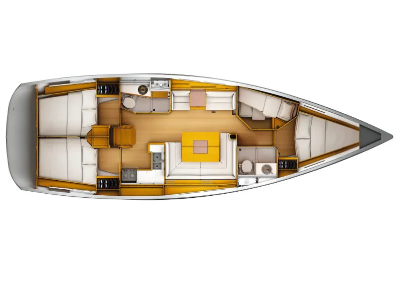 Floor plan of Winx, a Jeanneau Sun Odyssey 449 sailboat at Grad Šibenik, Croatia