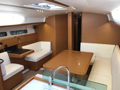 Salon of Winx, a Jeanneau Sun Odyssey 449 sailboat at Grad Šibenik, Croatia