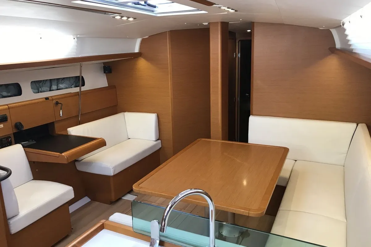 Salon of Winx, a Jeanneau Sun Odyssey 449 sailboat at Grad Šibenik, Croatia