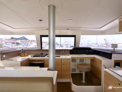 Galley of Enya, a Bali 4.1 catamaran at Cannigione, Italy