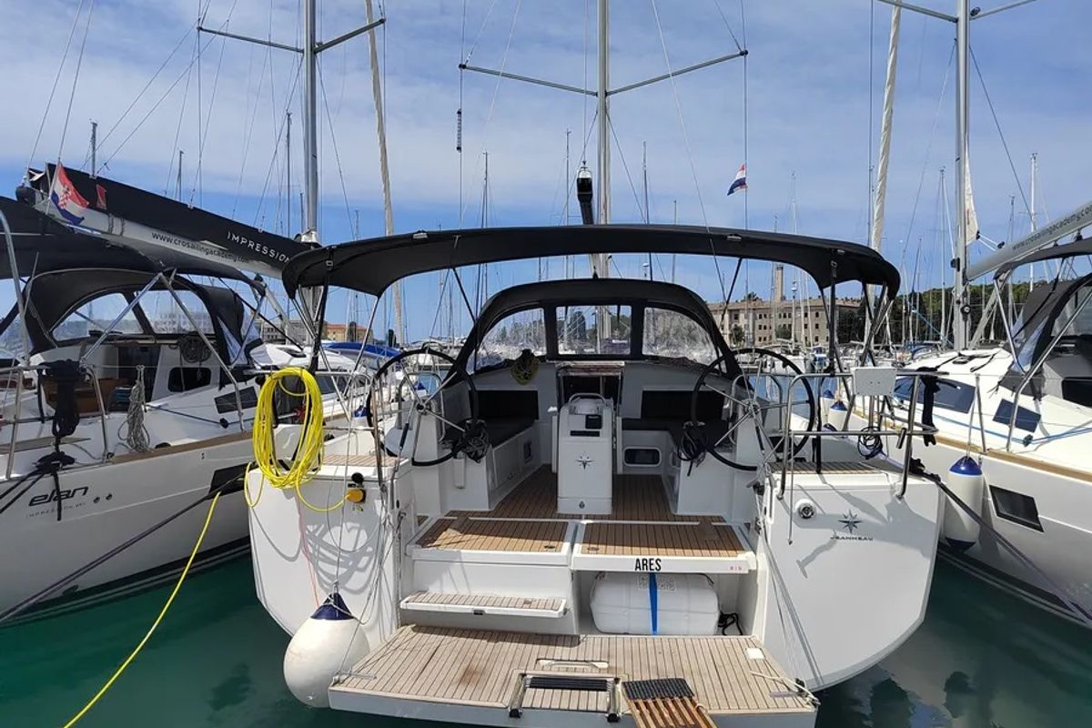 Exterior view of Ares, a Jeanneau Sun Odyssey 440 sailboat at Grad Pula, Croatia