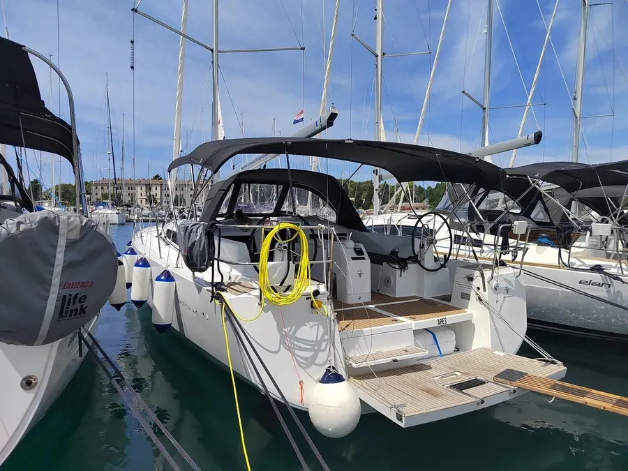 Exterior view of Ares, a Jeanneau Sun Odyssey 440 sailboat at Grad Pula, Croatia