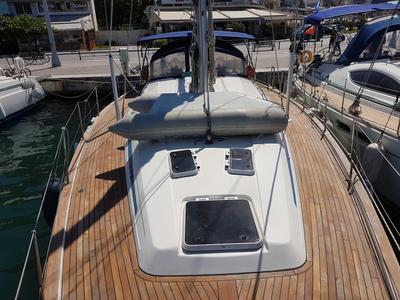 Deck of Kyknos, a Bavaria 50 sailboat at Volos Municipality, Greece